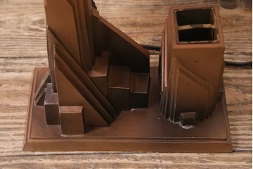 ヴィンテージ照明　昭和レトロ　オレンジ色のシェードがお洒落なスタンドライト(卓上照明、ビンテージ)(R-046730)