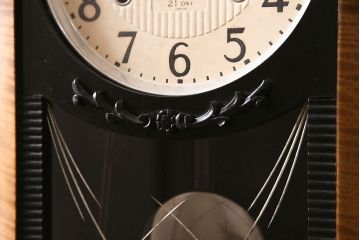 アンティーク時計　昭和中期　精工舎(SEIKOSHA、セイコー)　ゼンマイ式　21DAY　木の温かみを感じるレトロな柱時計(掛け時計、振り子時計)(R-046733)