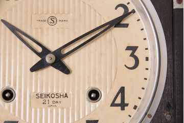 アンティーク時計　昭和中期　精工舎(SEIKOSHA、セイコー)　ゼンマイ式　21DAY　木の温かみを感じるレトロな柱時計(掛け時計、振り子時計)(R-046733)