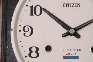 アンティーク時計　昭和中期　CITIZEN(シチズン)　30DAY　ゼンマイ式　カレンダー付　レトロなデザインが魅力の掛け時計(振り子時計、柱時計)(R-046734)