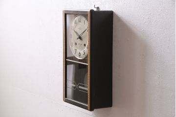 アンティーク時計　昭和中期　精工舎(SEIKOSHA、セイコー)　ゼンマイ式　14DAY　スタイリッシュなデザインが魅力の柱時計(掛け時計、振り子時計)(R-046735)