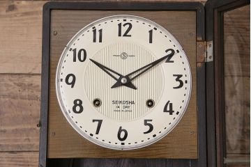 アンティーク時計　昭和中期　精工舎(SEIKOSHA、セイコー)　ゼンマイ式　14DAY　スタイリッシュなデザインが魅力の柱時計(掛け時計、振り子時計)(R-046735)