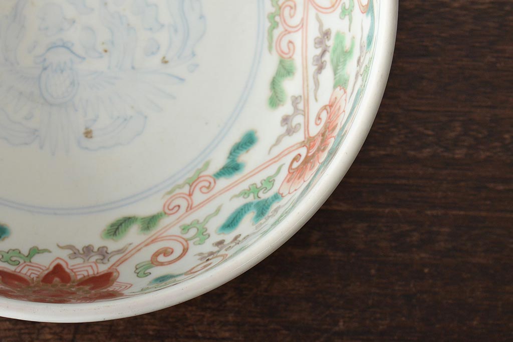 幕末〜明治　伊万里焼　色絵深鉢(深皿、二重高台、和食器)(R-046738)