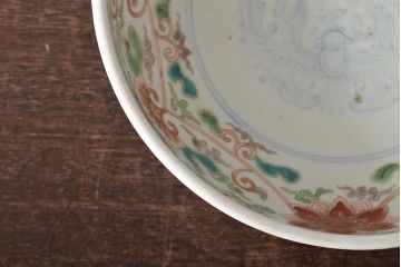 幕末〜明治　伊万里焼　色絵深鉢(深皿、二重高台、和食器)(R-046738)