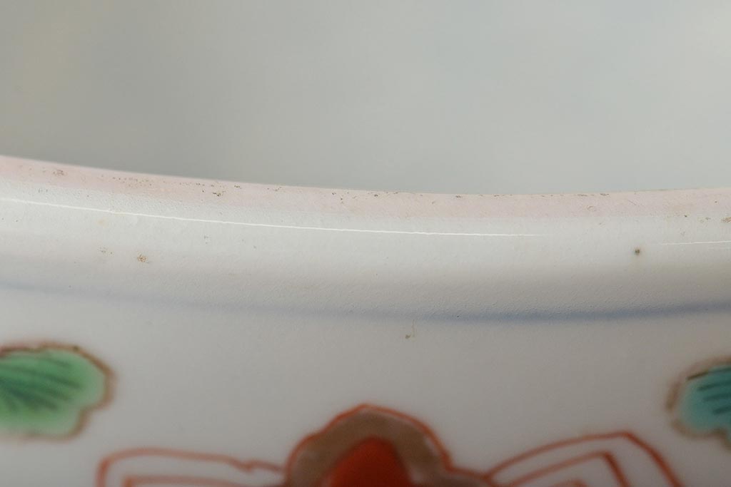 幕末〜明治　伊万里焼　色絵深鉢(深皿、二重高台、和食器)(R-046738)