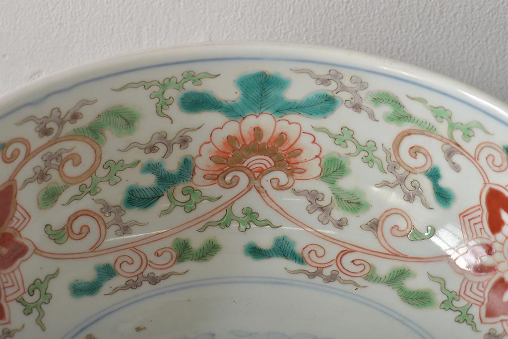 幕末〜明治　伊万里焼　色絵深鉢(深皿、二重高台、和食器)(R-046738)