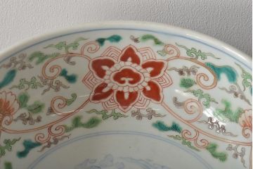 幕末〜明治　伊万里焼　色絵深鉢(深皿、二重高台、和食器)(R-046738)