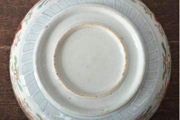 幕末〜明治　伊万里焼　色絵深鉢(深皿、二重高台、和食器)(R-046738)