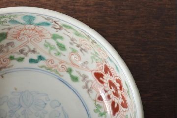 幕末〜明治　伊万里焼　色絵深鉢(深皿、二重高台、和食器)(R-046739)