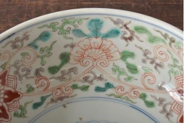 幕末〜明治　伊万里焼　色絵深鉢(深皿、二重高台、和食器)(R-046739)