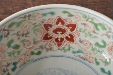 幕末〜明治　伊万里焼　色絵深鉢(深皿、二重高台、和食器)(R-046739)