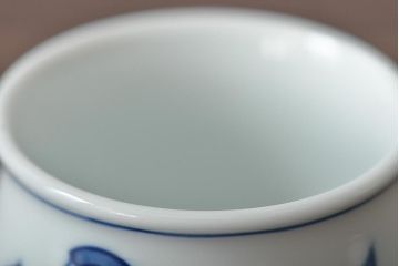 館林源右衛門　湯呑み5客　ぐい呑み5客セット(染付色絵、共箱、お猪口、紺朱十二支、有田焼)(R-046744)