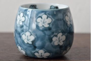 館林源右衛門　湯呑み5客　ぐい呑み5客セット(染付色絵、共箱、お猪口、紺朱十二支、有田焼)(R-046744)