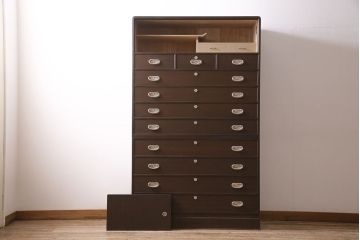 中古　伝統工芸品　伝統工芸士・吉沢昭次作　凛とした佇まいが素敵な加茂総桐箪笥(定価約150万円)(総桐たんす、衣装箪笥、着物箪笥、和タンス)(R-046747)