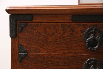 中古　伝統民芸　岩谷堂箪笥　スツール付き　上品な和の雰囲気漂う鏡台(姿見、ミラー、ドレッサー)(R-046750)