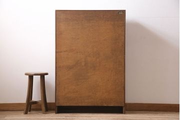 ヴィンテージ家具　イギリス　HERBERT E. GIBBS(ハーバート・E・ギブス)　チーク材　洗練された佇まいが魅力的なキャビネット(本箱、ブックケース、収納棚、ビンテージ)(R-046754)