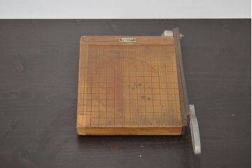 ROKUWA　古い　ペーパーカッター(裁断機、木製、マス目付、古道具)(R-046791)