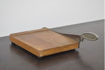 ROKUWA　古い　ペーパーカッター(裁断機、木製、マス目付、古道具)(R-046791)