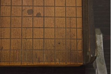 ROKUWA　古い　ペーパーカッター(裁断機、木製、マス目付、古道具)(R-046791)