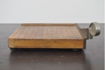 ROKUWA　古い　ペーパーカッター(裁断機、木製、マス目付、古道具)(R-046791)