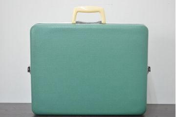 ビンテージ　エメラルドグリーン　トランク(昭和レトロ、鞄、カバン、収納、ディスプレイ)(R-046795)