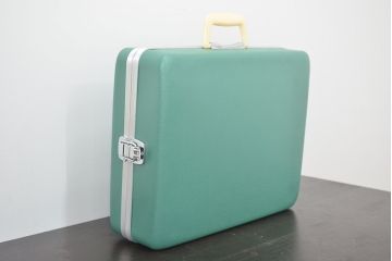 ビンテージ　エメラルドグリーン　トランク(昭和レトロ、鞄、カバン、収納、ディスプレイ)(R-046795)