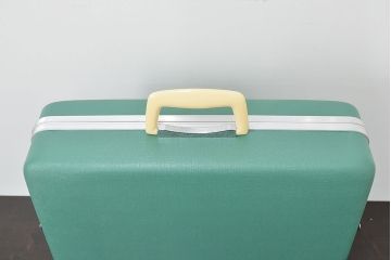 ビンテージ　エメラルドグリーン　トランク(昭和レトロ、鞄、カバン、収納、ディスプレイ)(R-046795)