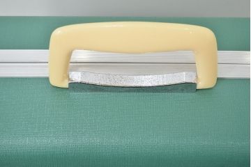 ビンテージ　エメラルドグリーン　トランク(昭和レトロ、鞄、カバン、収納、ディスプレイ)(R-046795)