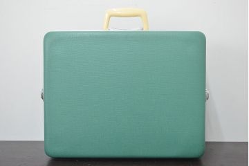 ビンテージ　エメラルドグリーン　トランク(昭和レトロ、鞄、カバン、収納、ディスプレイ)(R-046795)