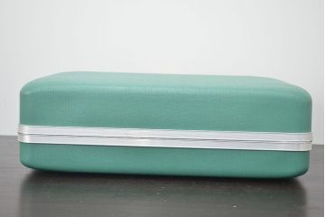 ビンテージ　エメラルドグリーン　トランク(昭和レトロ、鞄、カバン、収納、ディスプレイ)(R-046795)