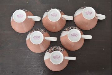 昭和レトロ　鳴海製陶　ナルミ　NARUMI　カップ&ソーサー6客(R-046796)