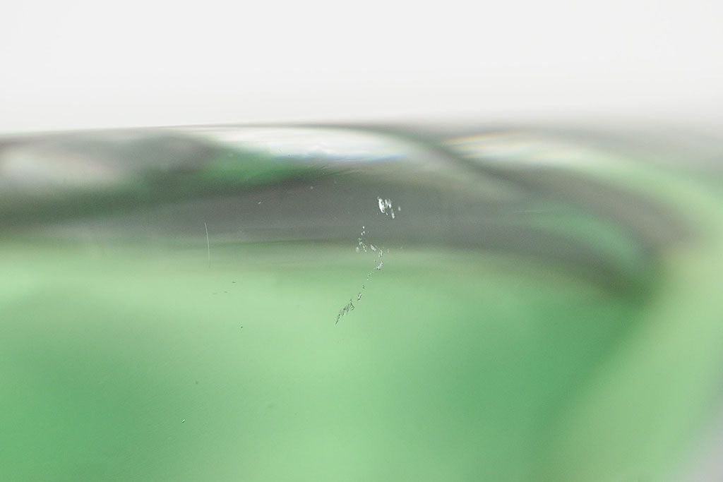 各務満　クリスタル　花瓶(緑切子、カガミクリスタル、花器、フラワーベース)(R-046797)