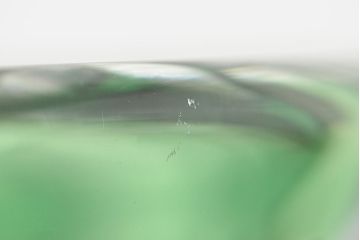 各務満　クリスタル　花瓶(緑切子、カガミクリスタル、花器、フラワーベース)(R-046797)