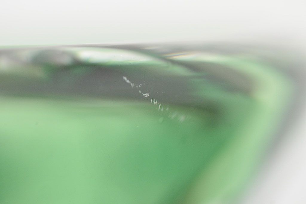 各務満　クリスタル　花瓶(緑切子、カガミクリスタル、花器、フラワーベース)(R-046797)