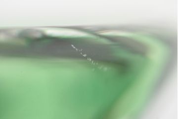 各務満　クリスタル　花瓶(緑切子、カガミクリスタル、花器、フラワーベース)(R-046797)