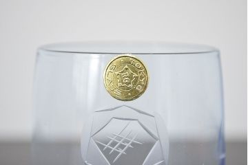 昭和レトロ　花柄　切子グラス12個　コースター6個(ガラスコップ、硝子)(R-046798)