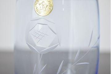 昭和レトロ　花柄　切子グラス12個　コースター6個(ガラスコップ、硝子)(R-046798)