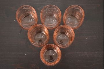 昭和レトロ　花柄　切子グラス12個　コースター6個(ガラスコップ、硝子)(R-046798)