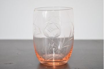 昭和レトロ　花柄　切子グラス12個　コースター6個(ガラスコップ、硝子)(R-046798)
