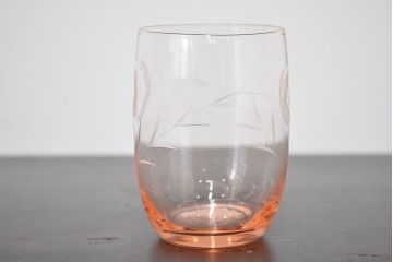 昭和レトロ　花柄　切子グラス12個　コースター6個(ガラスコップ、硝子)(R-046798)