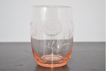 昭和レトロ　花柄　切子グラス12個　コースター6個(ガラスコップ、硝子)(R-046798)