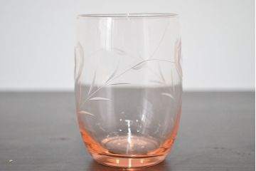 昭和レトロ　花柄　切子グラス12個　コースター6個(ガラスコップ、硝子)(R-046798)