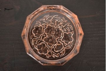 昭和レトロ　花柄　切子グラス12個　コースター6個(ガラスコップ、硝子)(R-046798)