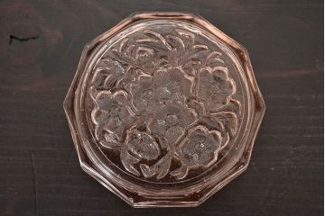 昭和レトロ　花柄　切子グラス12個　コースター6個(ガラスコップ、硝子)(R-046798)