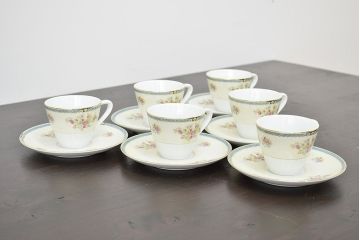 昭和中期　花柄　ノリタケ　Noritake　カップ&ソーサー6客　箱付(R-046799)