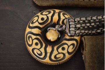 江戸〜明治　饅頭根付煙草入れ(彫刻、龍金具、彫金、提物)(R-046801)