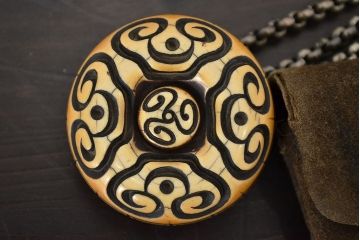 江戸〜明治　饅頭根付煙草入れ(彫刻、龍金具、彫金、提物)(R-046801)