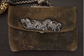 江戸〜明治　饅頭根付煙草入れ(彫刻、龍金具、彫金、提物)(R-046801)