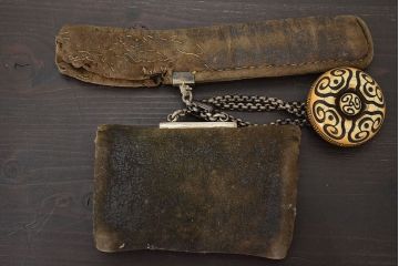 江戸〜明治　饅頭根付煙草入れ(彫刻、龍金具、彫金、提物)(R-046801)