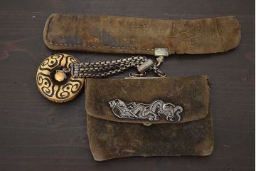 江戸〜明治　饅頭根付煙草入れ(彫刻、龍金具、彫金、提物)(R-046801)